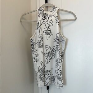 WHBM Black and White Sleeveless Blouse